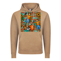 Vintage Coffee fall scarecrow seamless pattern Vintage Hoodie - BundleAndBundleShop