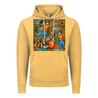 Vintage Mustard fall scarecrow seamless pattern Vintage Hoodie - BundleAndBundleShop