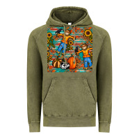 Vintage Olive fall scarecrow seamless pattern Vintage Hoodie - BundleAndBundleShop