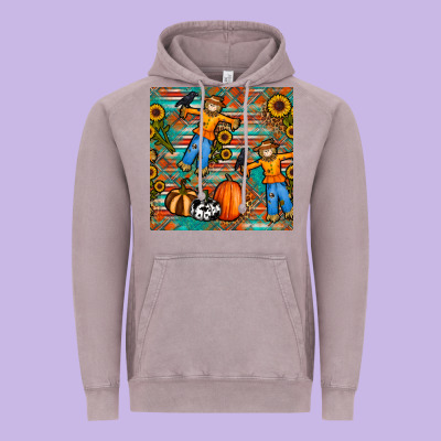 Fall Scarecrow Seamless Pattern Vintage Hoodie Designed By Bundleandbundleshop