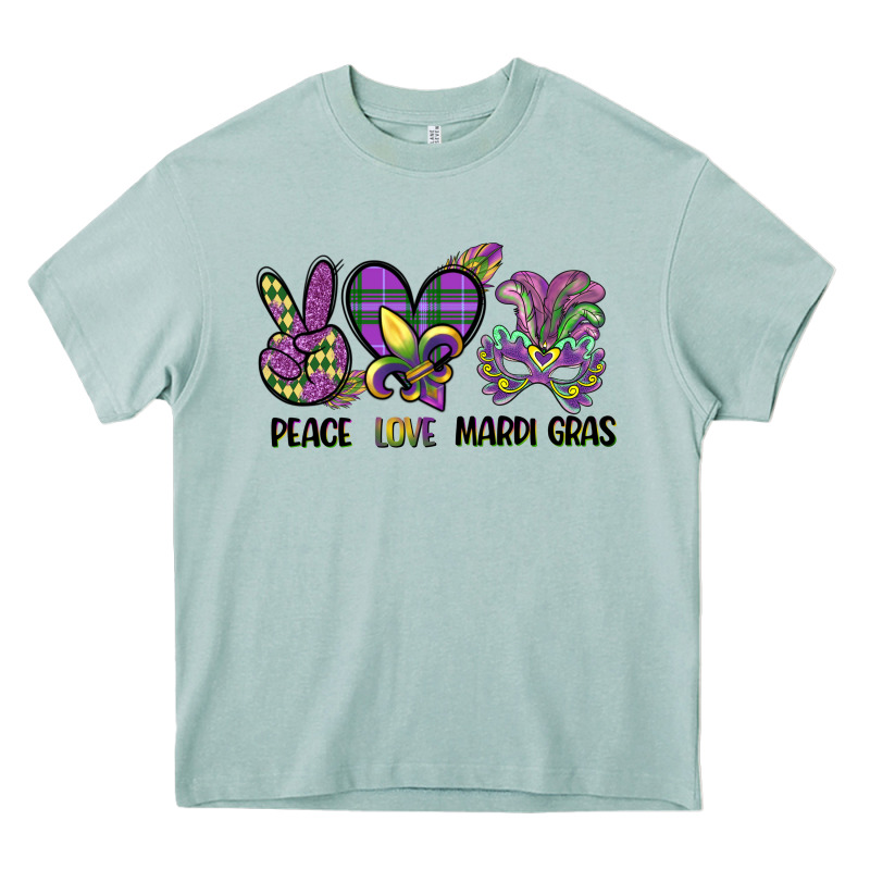 Peace Love Mardi Gras Heavy Core Tee by CowGirlArtShop | Teevron