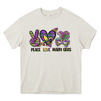 Cream peace love mardi gras Heavy Core Tee - CowGirlArtShop