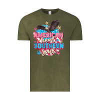 Vintage Olive American heart southern soul 4th of july Vintage Tee - FaDigitalArtStudio