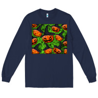 Navy halloween pumpkin mouse pad Long Sleeve Tee - BundleAndBundleShop