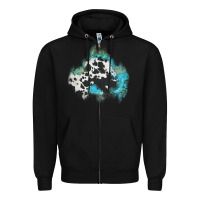 Black cowhide turquoise patch Zipper Hoodie - AdoDesignShop