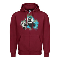 Burgundy cowhide turquoise patch Zipper Hoodie - AdoDesignShop