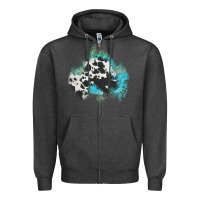 Charcoal Heather cowhide turquoise patch Zipper Hoodie - AdoDesignShop