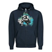 Navy cowhide turquoise patch Zipper Hoodie - AdoDesignShop