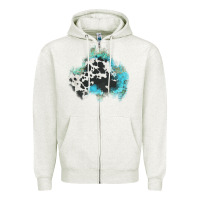 Cowhide Turquoise Patch Zipper Hoodie | Teevron