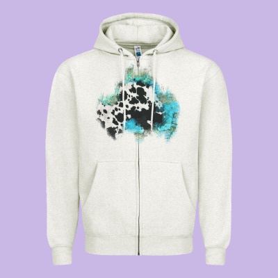 Cowhide Turquoise Patch Zipper Hoodie Designed By Adodesignshop