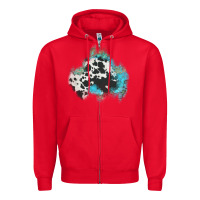 Red cowhide turquoise patch Zipper Hoodie - AdoDesignShop