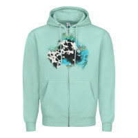 Seafoam cowhide turquoise patch Zipper Hoodie - AdoDesignShop
