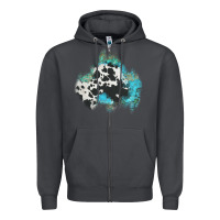 Smoke cowhide turquoise patch Zipper Hoodie - AdoDesignShop