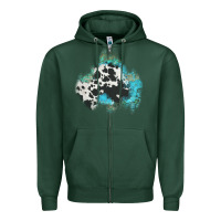 Sports Green cowhide turquoise patch Zipper Hoodie - AdoDesignShop