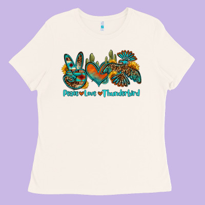 Peace Love Thunderbird Ladies Tee Designed By Oliviacreatesart