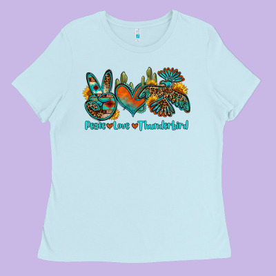 Peace Love Thunderbird Ladies Tee Designed By Oliviacreatesart