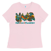 Bubblegum Pink peace love thunderbird Ladies Tee - OliviaCreatesArt
