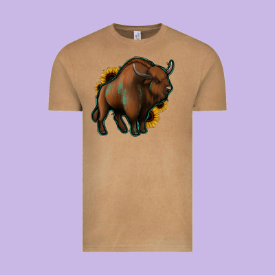 Western  Bison Vintage Tee Designed By Jasminsmagicworld