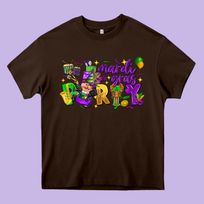 Mardi Gras Party Heavy Core Tee Designed By Cowgirlartshop