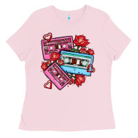 Bubblegum Pink valentines day casette olivia Ladies Tee - OliviaCreatesArt