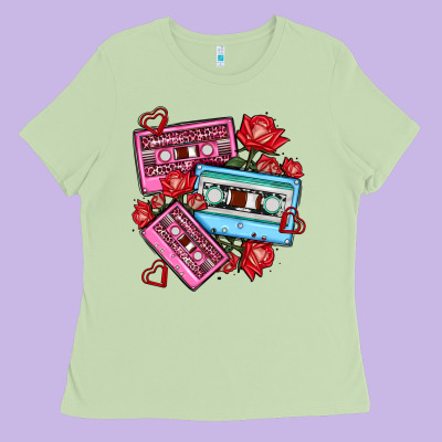 Valentines Day Casette Olivia Ladies Tee Designed By Oliviacreatesart