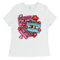 White valentines day casette olivia Ladies Tee - OliviaCreatesArt