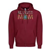 Burgundy blessed mom christmas Zipper Hoodie - AdoDesignShop