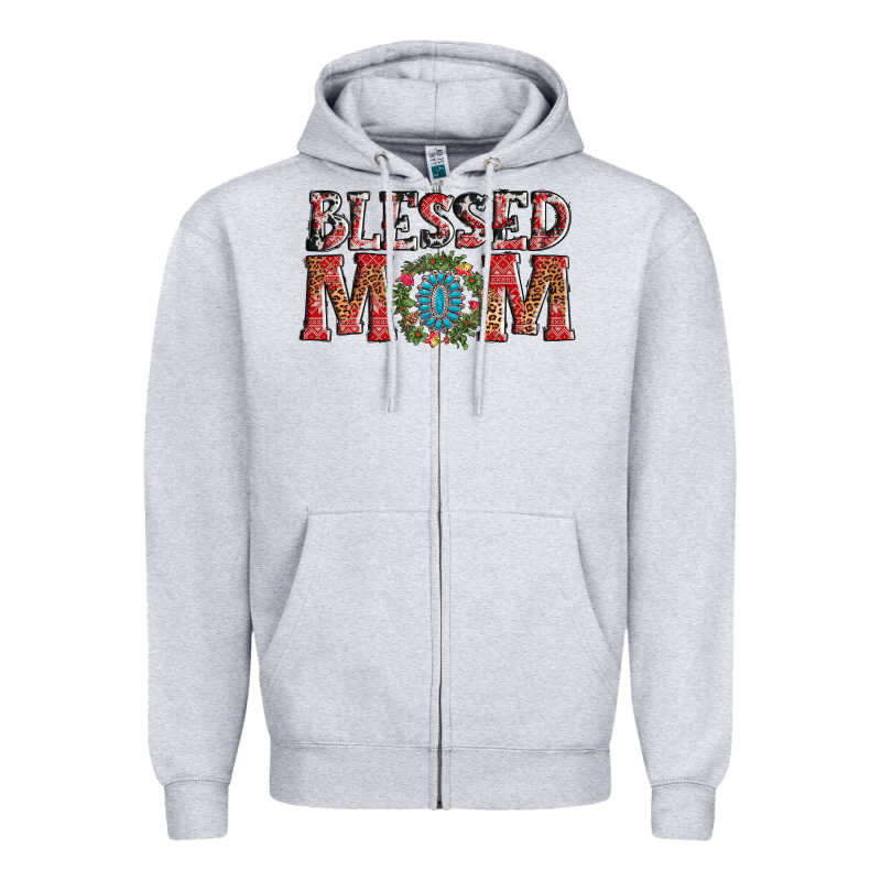 Blessed Mom Christmas Zipper Hoodie by AdoDesignShop | Teevron