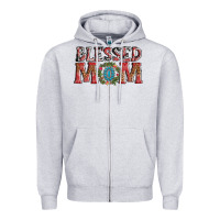 Heather Grey blessed mom christmas Zipper Hoodie - AdoDesignShop