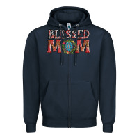 Navy blessed mom christmas Zipper Hoodie - AdoDesignShop