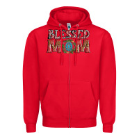 Red blessed mom christmas Zipper Hoodie - AdoDesignShop