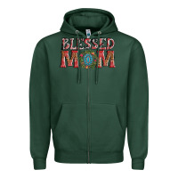 Sports Green blessed mom christmas Zipper Hoodie - AdoDesignShop