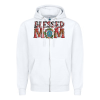 White blessed mom christmas Zipper Hoodie - AdoDesignShop
