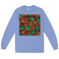 Colony Blue fall leaves seamless pattern Long Sleeve Tee - BundleAndBundleShop