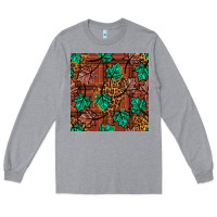 Heather Grey fall leaves seamless pattern Long Sleeve Tee - BundleAndBundleShop