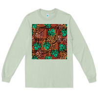 Matcha fall leaves seamless pattern Long Sleeve Tee - BundleAndBundleShop
