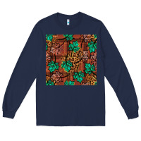 Navy fall leaves seamless pattern Long Sleeve Tee - BundleAndBundleShop
