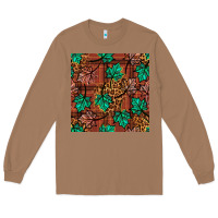Toasted Coconut fall leaves seamless pattern Long Sleeve Tee - BundleAndBundleShop
