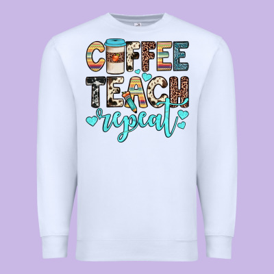 Coffee Teach Repeat Premium Sweatshirt Designed By Jahusdesignshop