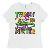 White throw me something mister mardi gras olivia Ladies Tee - OliviaCreatesArt