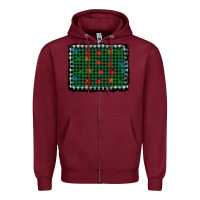 Burgundy christmas buffalo plaid and lights background Zipper Hoodie - AdoDesignShop