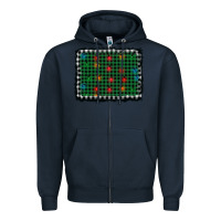 Navy christmas buffalo plaid and lights background Zipper Hoodie - AdoDesignShop