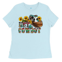 Baby Blue hey cowbow Ladies Tee - OliviaCreatesArt