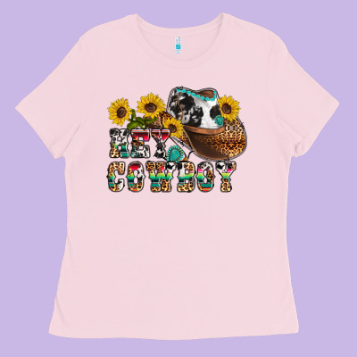 Hey Cowbow Ladies Tee Designed By Oliviacreatesart