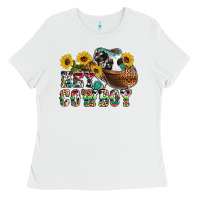 White hey cowbow Ladies Tee - OliviaCreatesArt