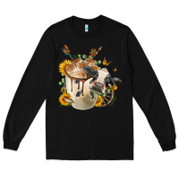 Black Black And White Cow Coffee Long Sleeve Tee - FaDigitalArtStudio