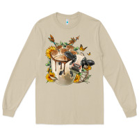 Mushroom Black And White Cow Coffee Long Sleeve Tee - FaDigitalArtStudio