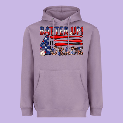 Batter Up 4th Grade Heavyweight Hoodie Designed By Jahusdesignshop