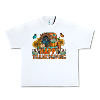 White happy thanksgiving with truck bbs Urban Heavy Tee - BundleAndBundleShop