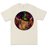 Bone halloween highland cow round Premium Tee - RanaPortraitStore